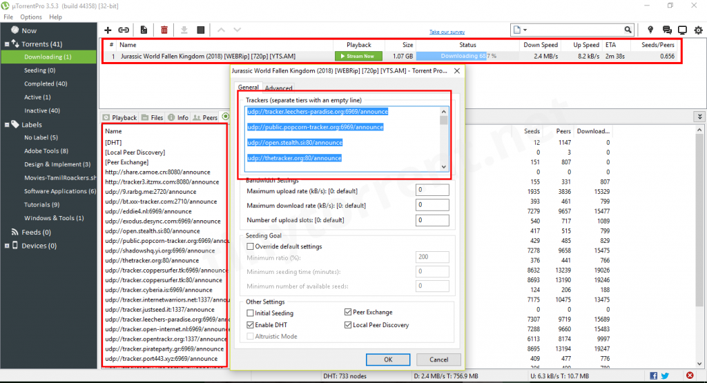 How to add trackers to utorrent - trackers added