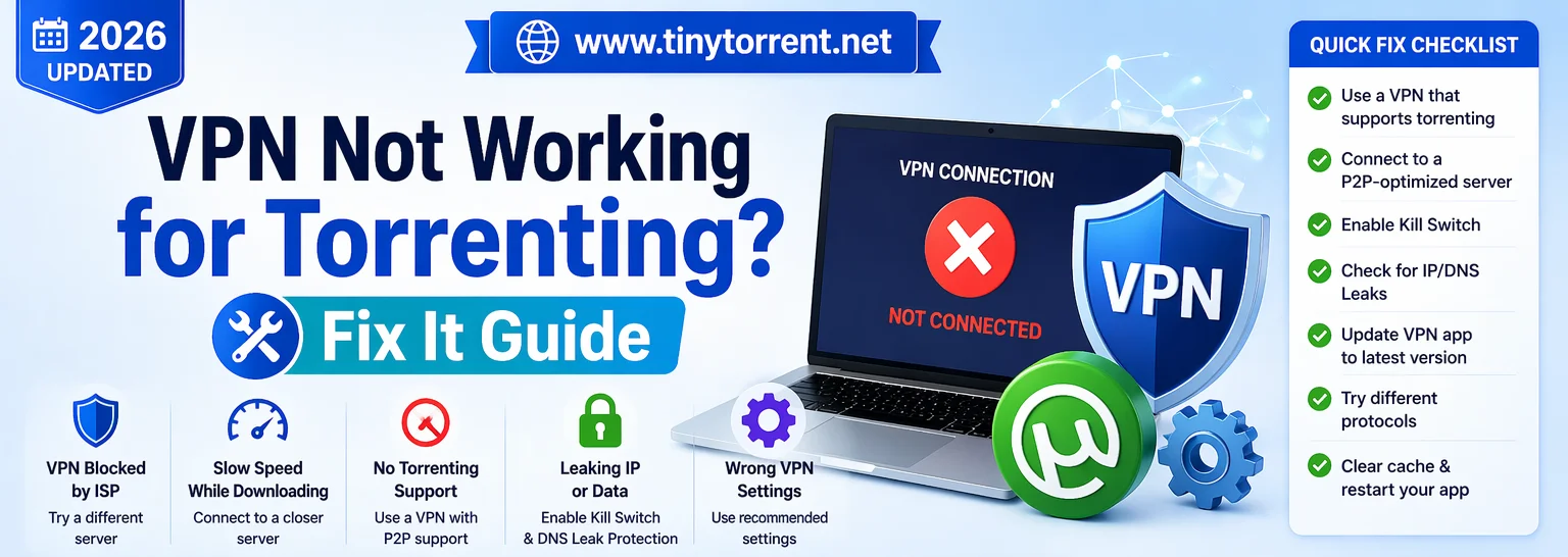 vpn not working for torrenting fix guide p2p vpn issues slow speed magnet links fix surfshark nordvpn pia